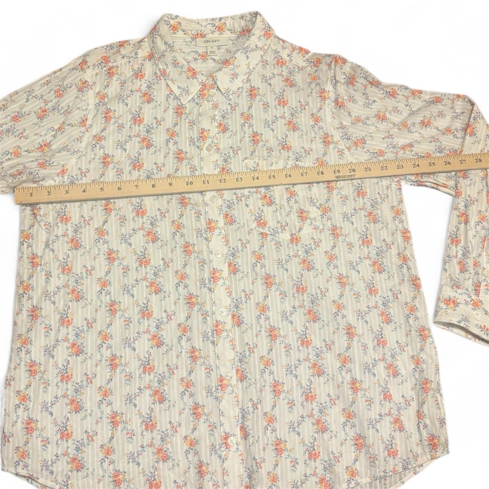 On 34th Floral Button Down Shirt Women XL Cottagecore Corporate Casual - Picture 8 of 10